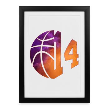 NUMÉRO 14 BASKETBALL 14E ANNIVERSAIRE - Affiche encadrée (27 × 37 cm) - noir - Devant