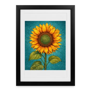 Graphismes de tournesols jaunes Fleurs de tournesol - Affiche encadrée (27 × 37 cm) - noir - Devant