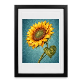 Graphismes de tournesols jaunes Fleurs de tournesol - Affiche encadrée (27 × 37 cm) - noir - Devant
