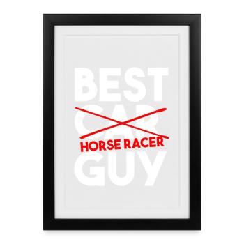 Meilleure typographie du meilleur homme de course de chevaux - Affiche encadrée (27 × 37 cm) - noir - Devant