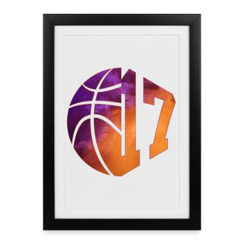 NUMÉRO 17 : 17E ANNIVERSAIRE DE BASKET-BALL - Affiche encadrée (27 × 37 cm) - noir - Devant