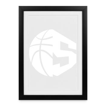 NON. 5 BASKETBALL NUMÉRO 5 BASKETBALL 5E ANNIVERSAIRE - Affiche encadrée (27 × 37 cm) - noir - Devant