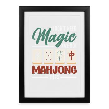 It's Mahjong Time - Framed poster (27 × 37 cm) - black - Front