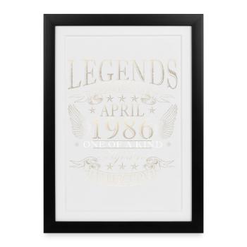 Avril 1986 Cadeau d’anniversaire rétro avril 1986 - Affiche encadrée (27 × 37 cm) - noir - Devant