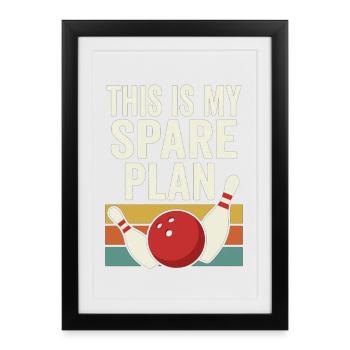 Voici mon plan de rechange pour le design rétro de bowling - Affiche encadrée (27 × 37 cm) - noir - Devant