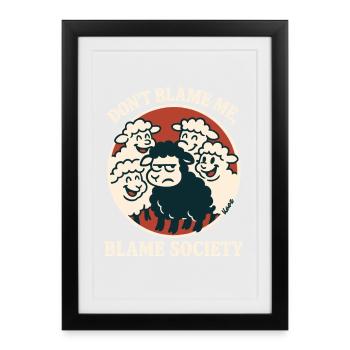 Blame Society Sheep Circle - Framed poster (27 × 37 cm) - black - Front
