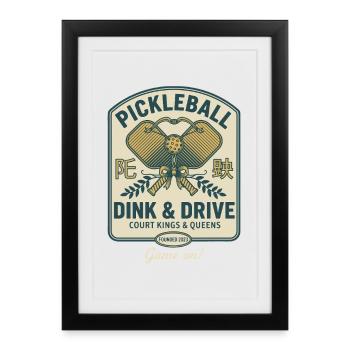 Jeu de Pickleball Dink et Drive Match On Player - Affiche encadrée (27 × 37 cm) - noir - Devant