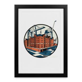 Hamburg Port Speicherstadt - Framed poster (27 × 37 cm) - black - Front