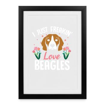 T-shirt fleuri Beagle Love - Affiche encadrée (27 × 37 cm) - noir - Devant