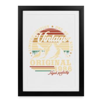 Cadeau d’anniversaire vintage original de 1986 - Affiche encadrée (27 × 37 cm) - noir - Devant