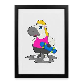 Horse Skater Skateboard Sport - Framed poster (27 × 37 cm) - black - Front