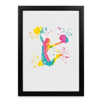 Cheerpom pom girls Mom Cheerleading - Affiche encadrée (27 × 37 cm) - noir - Devant