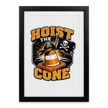 Construction Worker Road Construction Traffic Cone - Framed poster (27 × 37 cm) - black - Front
