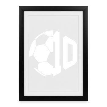 NON. 10 FOOTBALLEUR NUMÉRO 10 FOOTBALL 10E ANNIVERSAIRE - Affiche encadrée (27 × 37 cm) - noir - Devant