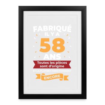 Fabriqué il y a 58 ans - Affiche encadrée (27 × 37 cm) - noir - Devant
