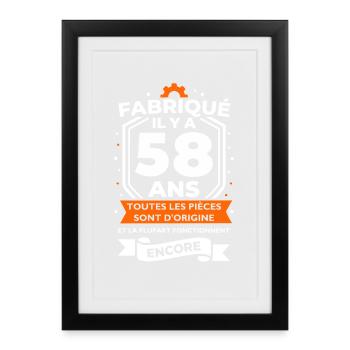 Fabrication vintage 58 ans - Origine - Affiche encadrée (27 × 37 cm) - noir - Devant
