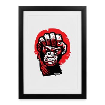 Art du poing du gorille cramoisi - Affiche encadrée (27 × 37 cm) - noir - Devant