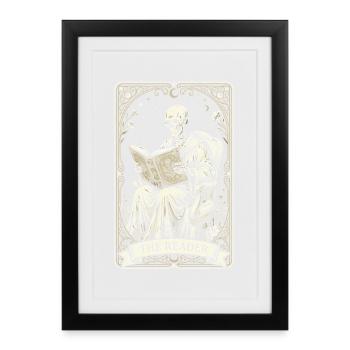 Gothic Skeleton Reader Vintage Floral - Affiche encadrée (27 × 37 cm) - noir - Devant