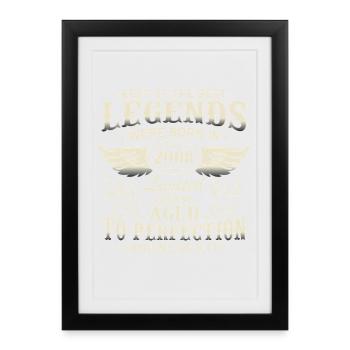 Cadeau d’anniversaire Legends 2008 Vintage 2008 - Affiche encadrée (27 × 37 cm) - noir - Devant