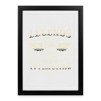 Cadeau d’anniversaire Legends 1996 Vintage 30 - Affiche encadrée (27 × 37 cm) - noir - Devant