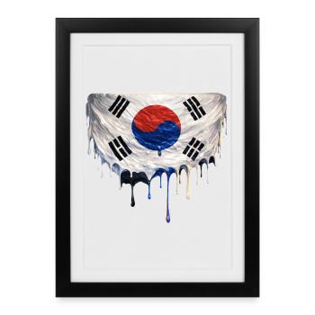 Drapeau coréen dégoulinant - Affiche encadrée (27 × 37 cm) - noir - Devant
