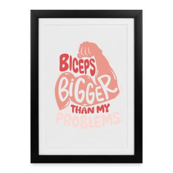 Gymnase de bodybuilders pour entraînement des biceps biceps - Affiche encadrée (27 × 37 cm) - noir - Devant
