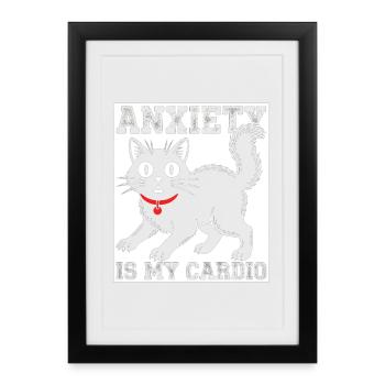 L’anxiété, c’est mon chat cardio - Affiche encadrée (27 × 37 cm) - noir - Devant