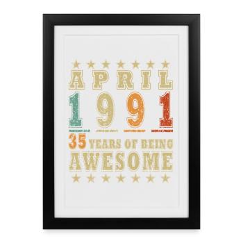 Avril 1991 : 35 ans d’Awesome - Affiche encadrée (27 × 37 cm) - noir - Devant
