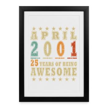 Avril 2001 – 25 ans d’Awesome - Affiche encadrée (27 × 37 cm) - noir - Devant