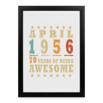 Avril 1956 – 70 ans d’Awesome - Affiche encadrée (27 × 37 cm) - noir - Devant