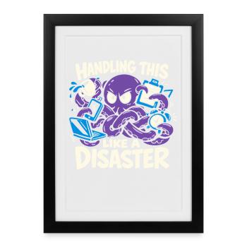 Funny Octopus Overstimulated - Framed poster (27 × 37 cm) - black - Front