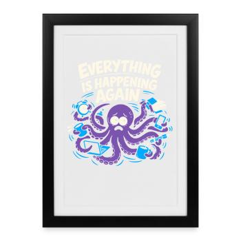 Funny Octopus Overstimulated - Framed poster (27 × 37 cm) - black - Front
