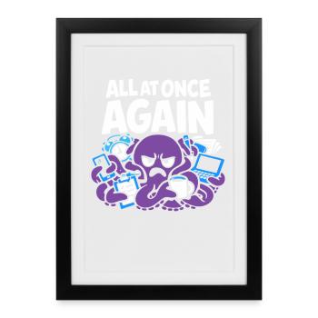 Funny Octopus Overstimulated - Framed poster (27 × 37 cm) - black - Front
