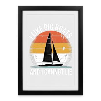 Régate Voile Chemise Voilier, Équipage de Yacht - Affiche encadrée (27 × 37 cm) - noir - Devant