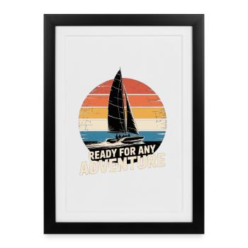 Régate Voile Chemise Voilier, Équipage de Yacht - Affiche encadrée (27 × 37 cm) - noir - Devant