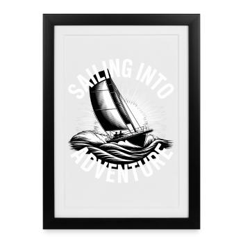 Régate Voile Chemise Voilier Yacht Équipage - Affiche encadrée (27 × 37 cm) - noir - Devant