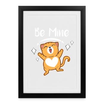 Sois à moi, chat, délice, cœur, chaton amoureux - Affiche encadrée (27 × 37 cm) - noir - Devant
