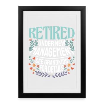 Retraités Voir les petits-enfants pour plus de détails Grand-mère Grand-père - Affiche encadrée (27 × 37 cm) - noir - Devant