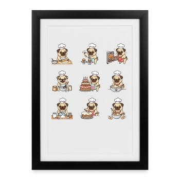 Funny Pug Baecker Baking Pastry Chef - Framed poster (27 × 37 cm) - black - Front