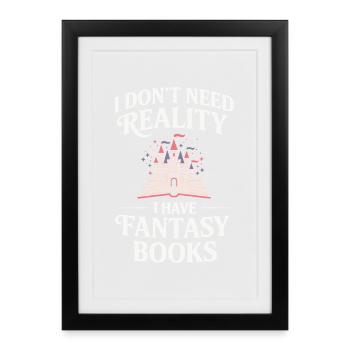 Lecteur de contes de fées de livres fantastiques Lecture drôle de rat de bibliothèque - Affiche encadrée (27 × 37 cm) - noir - Devant