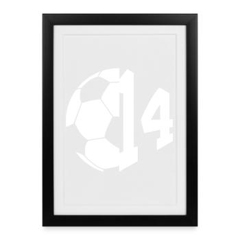 NON. 14 FOOTBALLEUR NUMÉRO 14 FOOTBALL 14E ANNIVERSAIRE - Affiche encadrée (27 × 37 cm) - noir - Devant