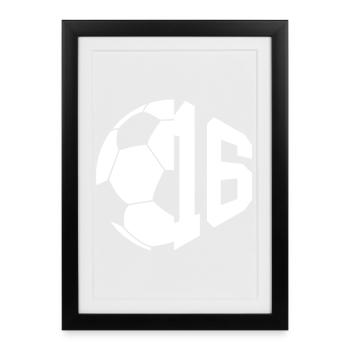 NON. 16 FOOTBALLEUR NUMÉRO 16 FOOTBALL 16E ANNIVERSAIRE - Affiche encadrée (27 × 37 cm) - noir - Devant