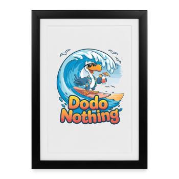 Dodo Nothing Funny Surfing Dodo Bird Summer - Framed poster (27 × 37 cm) - black - Front