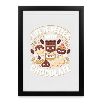 Vivre avec le chocolat - Affiche encadrée (27 × 37 cm) - noir - Devant