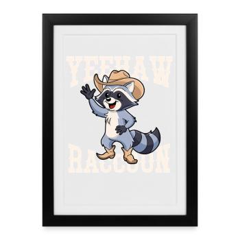 Raccoon Cowboy Yeehaw Graphic - Framed poster (27 × 37 cm) - black - Front