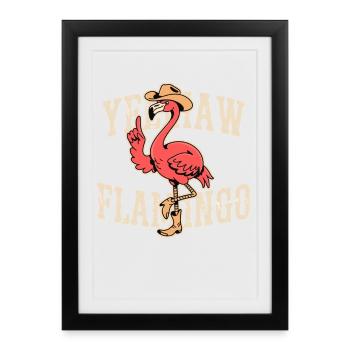 Western Flamingo Rodeo - Framed poster (27 × 37 cm) - black - Front