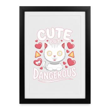 Süß Aber Gefährlich Cute Kawaii Aesthetic Katze - Framed poster (27 × 37 cm) - black - Front