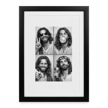 Strip photo de Jésus-Christ - Affiche encadrée (27 × 37 cm) - noir - Devant