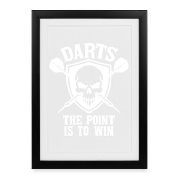 Fléchettes Le but est de gagner le sport du bouclier du crâne - Affiche encadrée (27 × 37 cm) - noir - Devant