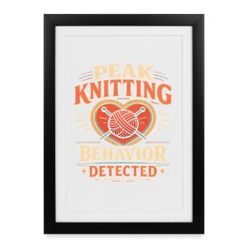 Knitting mode detected | Knitting Wool Heart - Framed poster (27 × 37 cm) - black - Front
